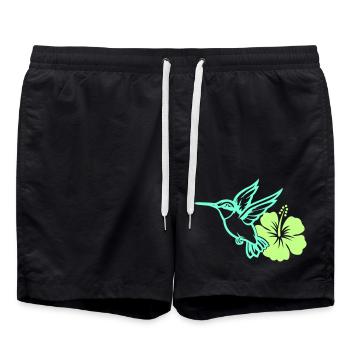 kolibri vogel hibiskus - Badeshorts - Schwarz - Vorne - AI Model Male 185 light (185cm)