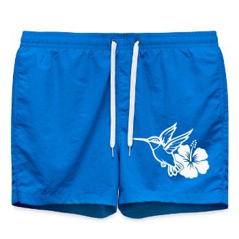 Hummingbird Bird Hibiscus Flower - Swim Trunks - cobalt blue - Front