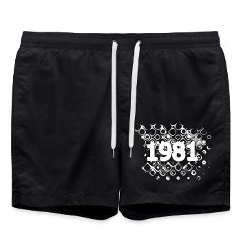 Rétro 1981 - Short de bain - noir - Devant - AI Model Male 185 light (185cm)