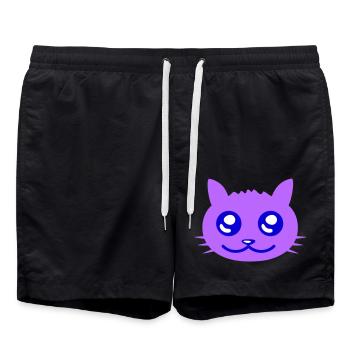 Jolie chatte Ayant l’air heureuse Joyeuse Souriante - Short de bain - noir - Devant - AI Model Male 185 light (185cm)