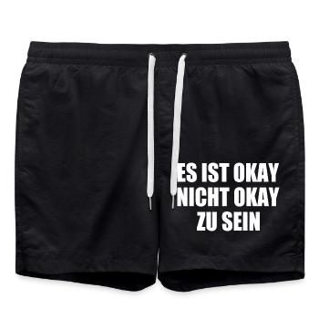 es ist okay nicht okay zu sein - Badeshorts - Schwarz - Vorne - AI Model Male 185 light (185cm)