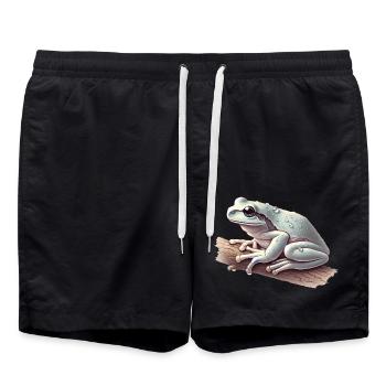 Realistischer Laubfrosch mit Wassertropfen - Badeshorts - Schwarz - Vorne - AI Model Male 185 light (185cm)