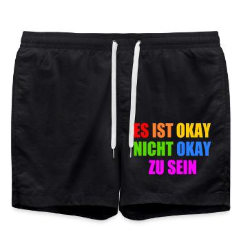es ist okay nicht okay zu sein - Badeshorts - Schwarz - Vorne - AI Model Male 185 light (185cm)