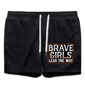 Mutige Mädchen gehen voran Empowerment-Botschaft - Badeshorts - Schwarz - Vorne - AI Model Male 185 light (185cm)
