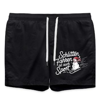 Schlitten Fahren Ist Auch Sport - Badeshorts - Schwarz - Vorne - AI Model Male 185 light (185cm)