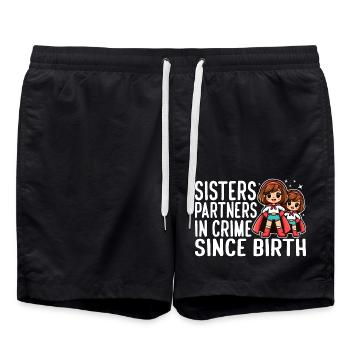 SISTERS: PARTNERS IN CRIME SINCE BIRTH - Swim Trunks - black - Front - AI Model Male 185 light (185cm)