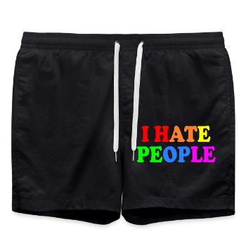 I hate people - Badeshorts - Schwarz - Vorne - AI Model Male 185 light (185cm)