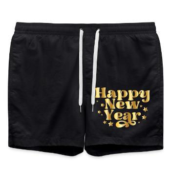 Happy New Year – New Year's Eve Design with Stars - Swim Trunks - black - Front - AI Model Male 185 light (185cm)
