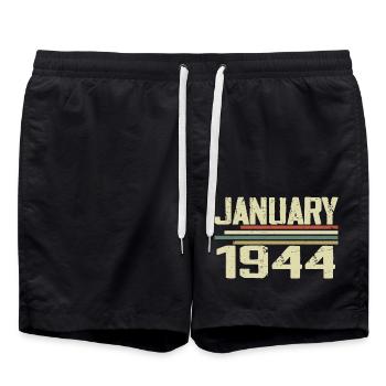 Januar 1944 - Geburtstagsgeschenk Januar 1944 - Badeshorts - Schwarz - Vorne - AI Model Male 185 light (185cm)
