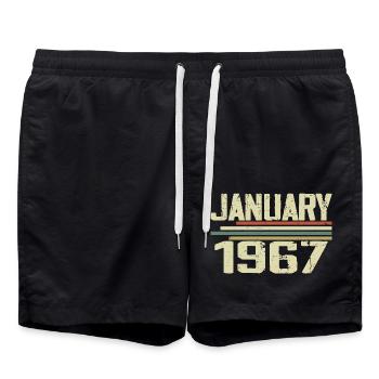 Januar 1967 - Geburtstagsgeschenk Januar 1967 - Badeshorts - Schwarz - Vorne - AI Model Male 185 light (185cm)