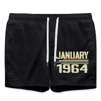 Januar 1964 - Geburtstagsgeschenk Januar 1964 - Badeshorts - Schwarz - Vorne - AI Model Male 185 light (185cm)