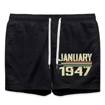January 1947 - Birthday Gift January 1947 - Swim Trunks - black - Front - AI Model Male 185 light (185cm)