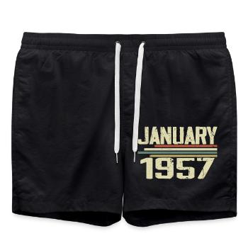 Janvier 1957 - Cadeau d’anniversaire Janvier 1957 - Short de bain - noir - Devant - AI Model Male 185 light (185cm)