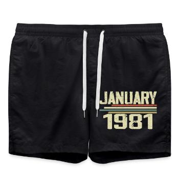 January 1981 - Birthday Gift January 1981 - Swim Trunks - black - Front - AI Model Male 185 light (185cm)
