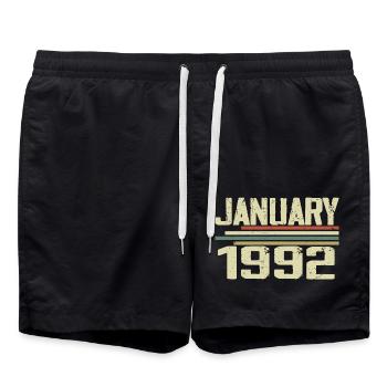 January 1992 - Birthday Gift January 1992 - Swim Trunks - black - Front - AI Model Male 185 light (185cm)