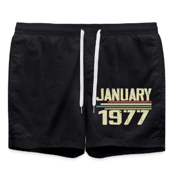 Janvier 1977 - Cadeau d’anniversaire Janvier 1977 - Short de bain - noir - Devant - AI Model Male 185 light (185cm)