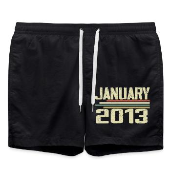 Januar 2013 - Geburtstagsgeschenk Januar 2013 - Badeshorts - Schwarz - Vorne - AI Model Male 185 light (185cm)