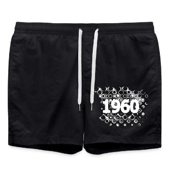 Jahreszahl 1960 - Badeshorts - Schwarz - Vorne - AI Model Male 185 light (185cm)