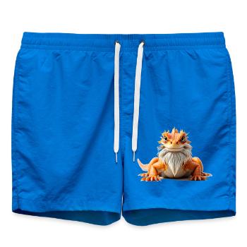 Bearded dragon orange white beard reptiles animal - Badeshorts - Cobalt blue - Vorne