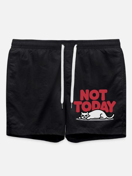 Not Today Cat - Swim Trunks - black