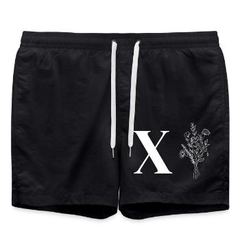 Lette X fleurs minimalistes - Short de bain - noir - Devant - AI Model Male 185 light (185cm)