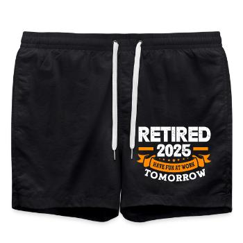 Rente 2025 Ruhestand 2025 Rentner Rente Rentnerin - Badeshorts - Schwarz - Vorne - AI Model Male 185 light (185cm)