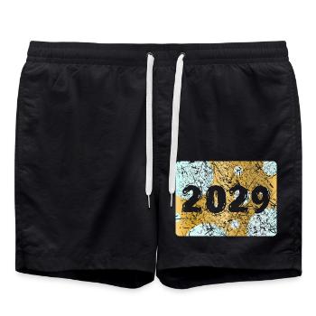 Zahl 2029 - Badeshorts - Schwarz - Vorne - AI Model Male 185 light (185cm)