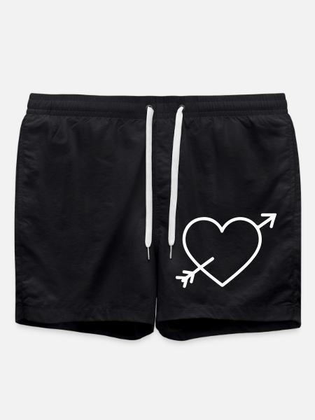 Heart Symbol Arrow - Swim Trunks - black