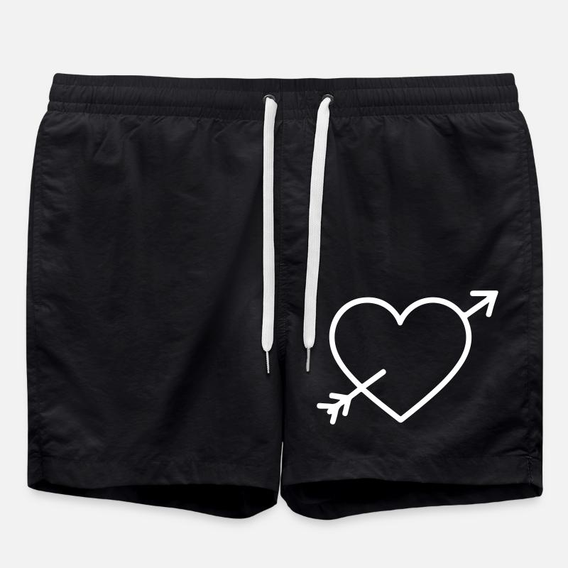 Heart Symbol Arrow - Swim Trunks - black