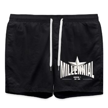 Star du millénaire – Génération Y - Short de bain - noir - Devant - AI Model Male 185 light (185cm)