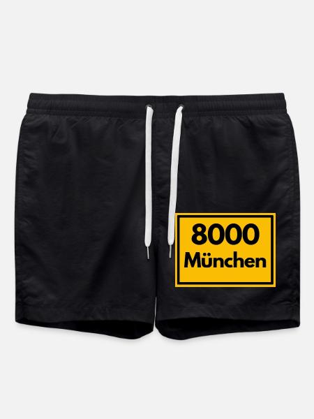 Enseigne de lieu - puis Rétro urbain Code postal 8000 Munich - Short de bain - noir