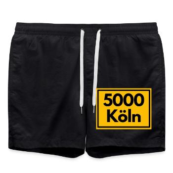 Ortsschild - damals Retro urban PLZ 5000 Köln - Badeshorts - Schwarz - Vorne - AI Model Male 185 light (185cm)