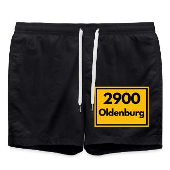 Place sign - then retro old zip code 2900 OLDENBURG - Swim Trunks - black - Front - AI Model Male 185 light (185cm)