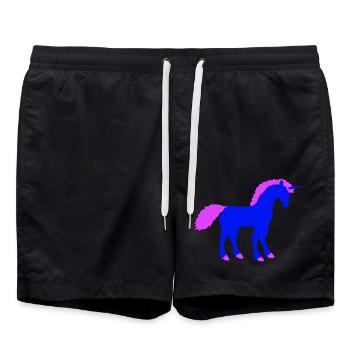 Unicorn Fairy Tale Silhouette Outline Shadow Horse - Swim Trunks - black - Front - AI Model Male 185 light (185cm)