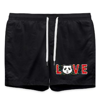 Liebes Panda mit viel Konfetti. - Badeshorts - Schwarz - Vorne - AI Model Male 185 light (185cm)