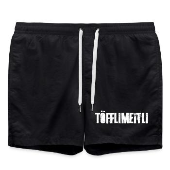 Schweizerdeutsch Motorradfahrerin Töfflimeitli - Badeshorts - Schwarz - Vorne - AI Model Male 185 light (185cm)