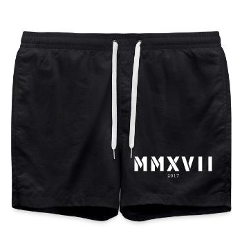 Roman numeral year of birth Made in 2017 - Swim Trunks - black - Front - AI Model Male 185 light (185cm)