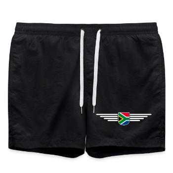 I Love South Africa Outfit T-Shirt Design Gift - Swim Trunks - black - Front - AI Model Male 185 light (185cm)