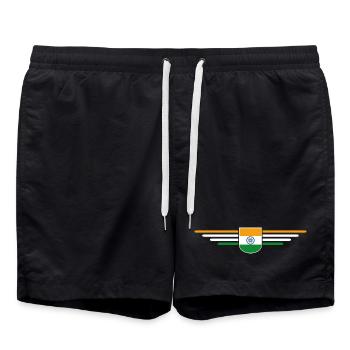 J’aime l’Inde, Tenue T-Shirt Design Cadeau - Short de bain - noir - Devant - AI Model Male 185 light (185cm)