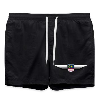 Malaysia Fan Outfit T Shirt Design - Swim Trunks - black - Front - AI Model Male 185 light (185cm)