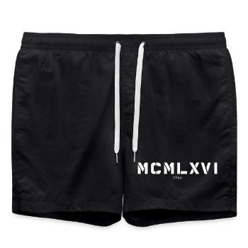 Römische Zahl Geburtsjahr Made in 1966 - Badeshorts - Schwarz - Vorne - AI Model Male 185 light (185cm)