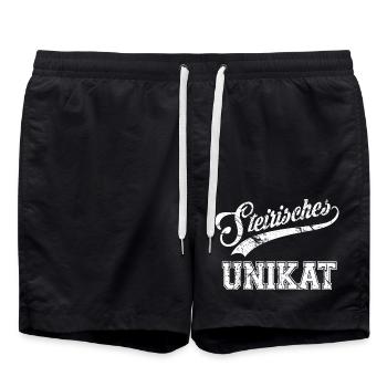 Steirisches Unikat – Stolz auf die Heimat - Badeshorts - Schwarz - Vorne - AI Model Male 185 light (185cm)