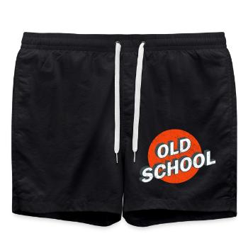Old School Vintage Logo - Badeshorts - Schwarz - Vorne - AI Model Male 185 light (185cm)