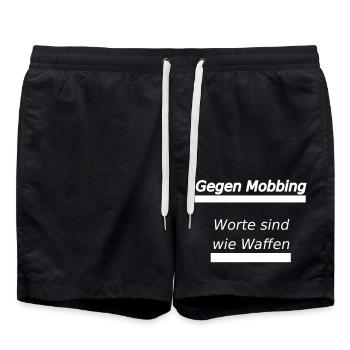 Gegen Mobbing Worte sind wie Waffen - Badeshorts - Schwarz - Vorne - AI Model Male 185 light (185cm)
