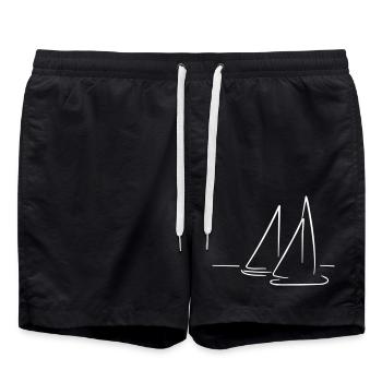 Segelboot - Badeshorts - Schwarz - Vorne - AI Model Male 185 light (185cm)
