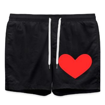 Heart of hearts symbol red - Swim Trunks - black - Front - AI Model Male 185 light (185cm)