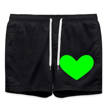 Coeur vert - Short de bain - noir - Devant - AI Model Male 185 light (185cm)