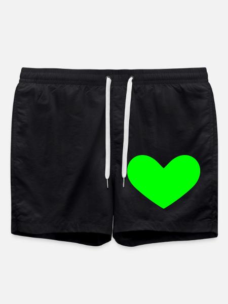 Green heart - Swim Trunks - black
