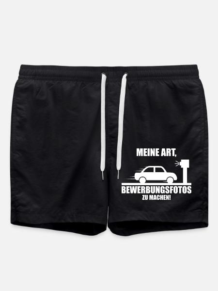 Lustiger Blitzer Spruch - Badeshorts - Schwarz