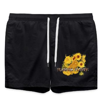Tournesol Flower POWER van Gogh Idée cadeau - Short de bain - noir - Devant - AI Model Male 185 light (185cm)